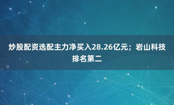 炒股配资选配主力净买入28.26亿元；岩山科技排名第二